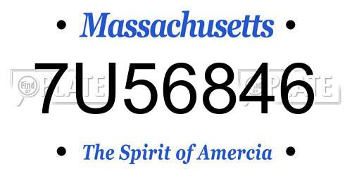 7U56846 Massachusetts License Plate