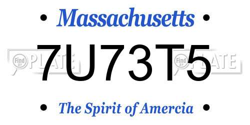 7U73T5 Massachusetts License Plate