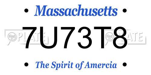 7U73T8 Massachusetts License Plate