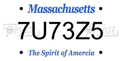 7U73Z5 Massachusetts License Plate