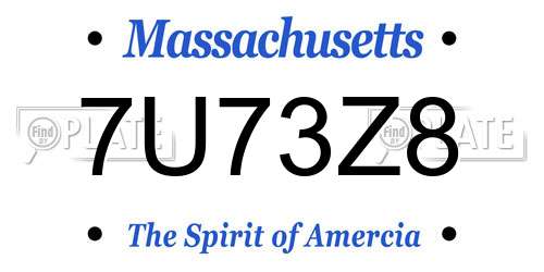 7U73Z8 Massachusetts License Plate