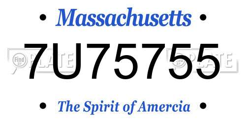7U75755 Massachusetts License Plate