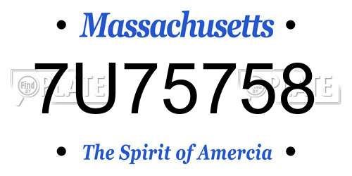 7U75758 Massachusetts License Plate