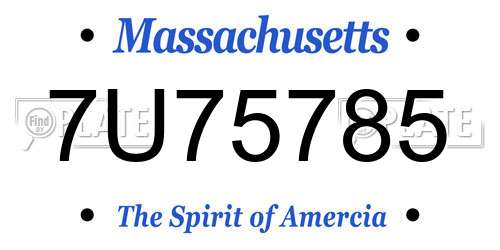 7U75785 Massachusetts License Plate