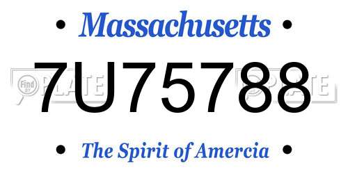 7U75788 Massachusetts License Plate