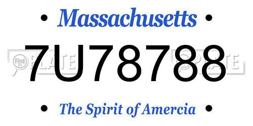 7U78788 Massachusetts License Plate