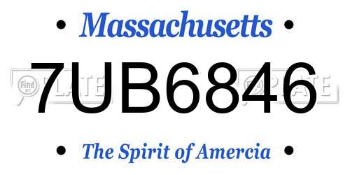 7UB6846 Massachusetts License Plate