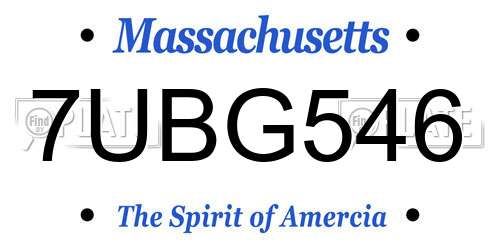 7UBG546 Massachusetts License Plate