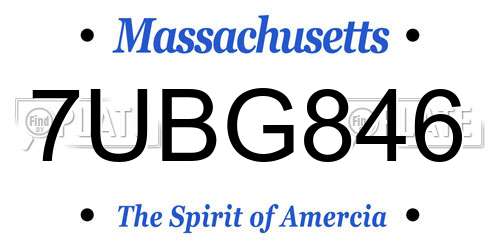 7UBG846 Massachusetts License Plate