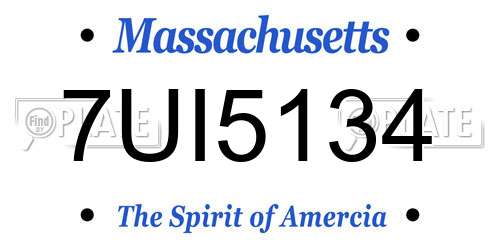 7UI5134 Massachusetts License Plate