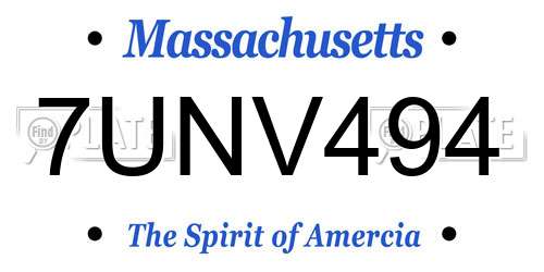 7UNV494 Massachusetts License Plate