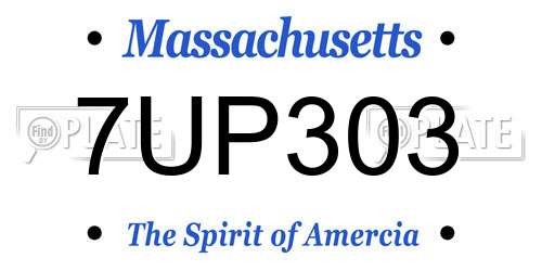 7UP303 Massachusetts License Plate