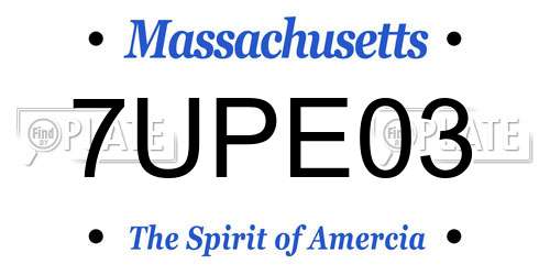 7UPE03 Massachusetts License Plate