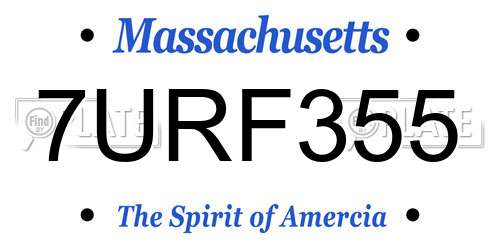 7URF355 Massachusetts License Plate