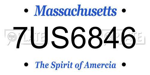 7US6846 Massachusetts License Plate