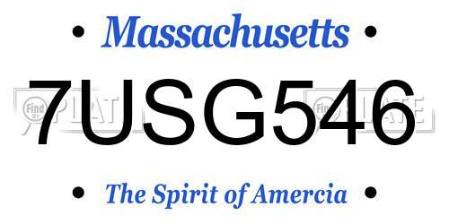 7USG546 Massachusetts License Plate