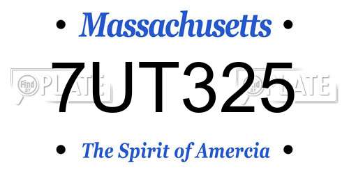 7UT325 Massachusetts License Plate