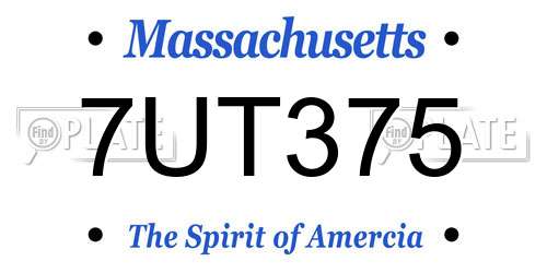 7UT375 Massachusetts License Plate