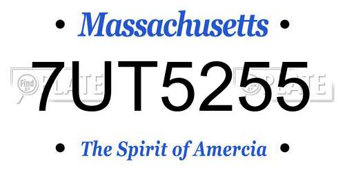 7UT5255 Massachusetts License Plate