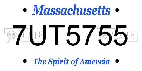 7UT5755 Massachusetts License Plate