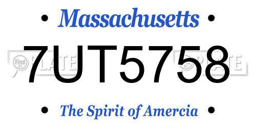 7UT5758 Massachusetts License Plate