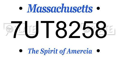 7UT8258 Massachusetts License Plate