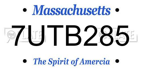 7UTB285 Massachusetts License Plate