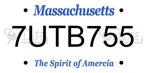 7UTB755 Massachusetts License Plate