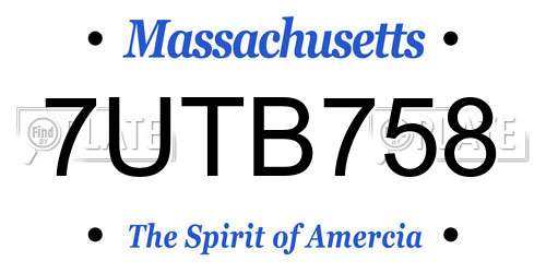 7UTB758 Massachusetts License Plate
