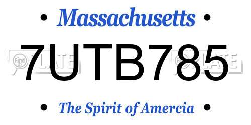 7UTB785 Massachusetts License Plate