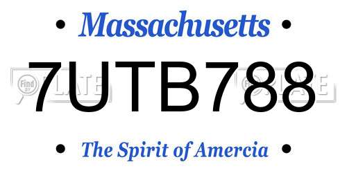 7UTB788 Massachusetts License Plate