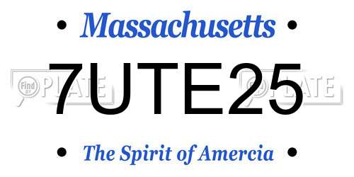 7UTE25 Massachusetts License Plate