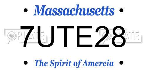 7UTE28 Massachusetts License Plate