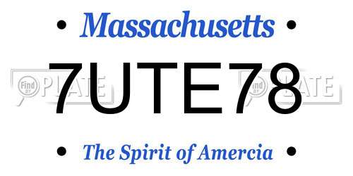 7UTE78 Massachusetts License Plate