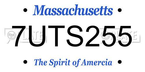 7UTS255 Massachusetts License Plate