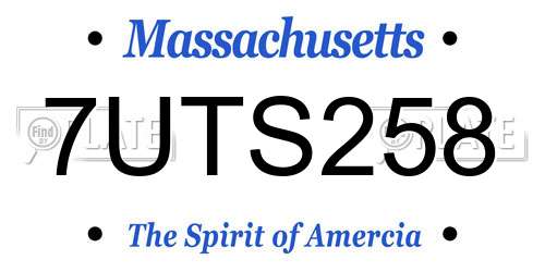 7UTS258 Massachusetts License Plate