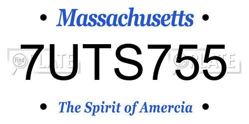 7UTS755 Massachusetts License Plate