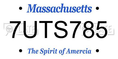 7UTS785 Massachusetts License Plate