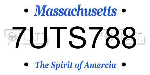 7UTS788 Massachusetts License Plate