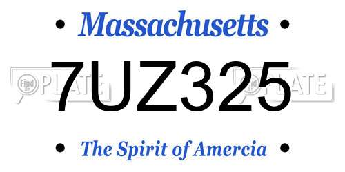 7UZ325 Massachusetts License Plate