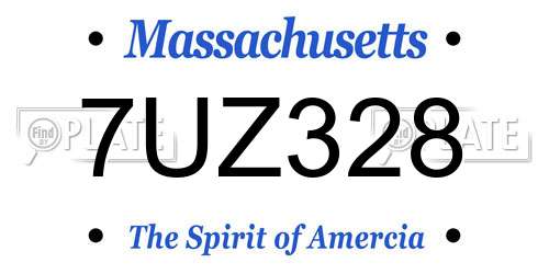 7UZ328 Massachusetts License Plate