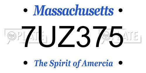 7UZ375 Massachusetts License Plate