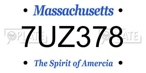 7UZ378 Massachusetts License Plate