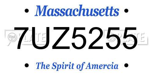 7UZ5255 Massachusetts License Plate