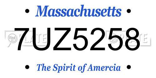 7UZ5258 Massachusetts License Plate