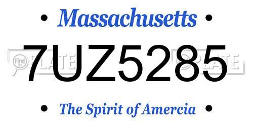7UZ5285 Massachusetts License Plate