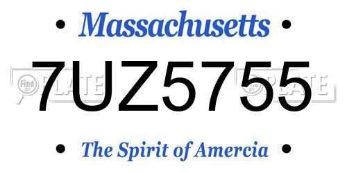 7UZ5755 Massachusetts License Plate