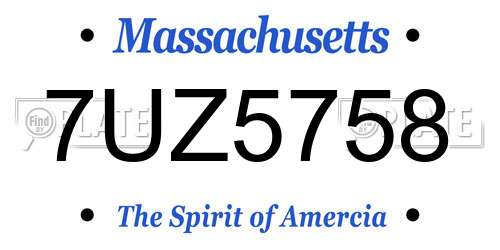 7UZ5758 Massachusetts License Plate