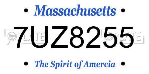 7UZ8255 Massachusetts License Plate