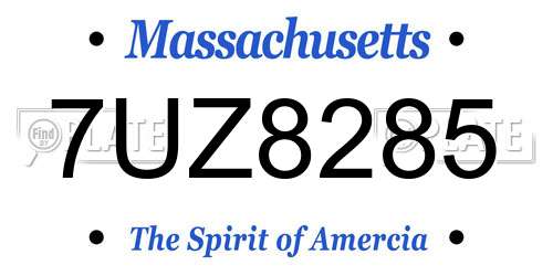 7UZ8285 Massachusetts License Plate